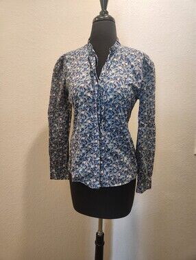 Bagutta Blue Floral Button-Down Shirt